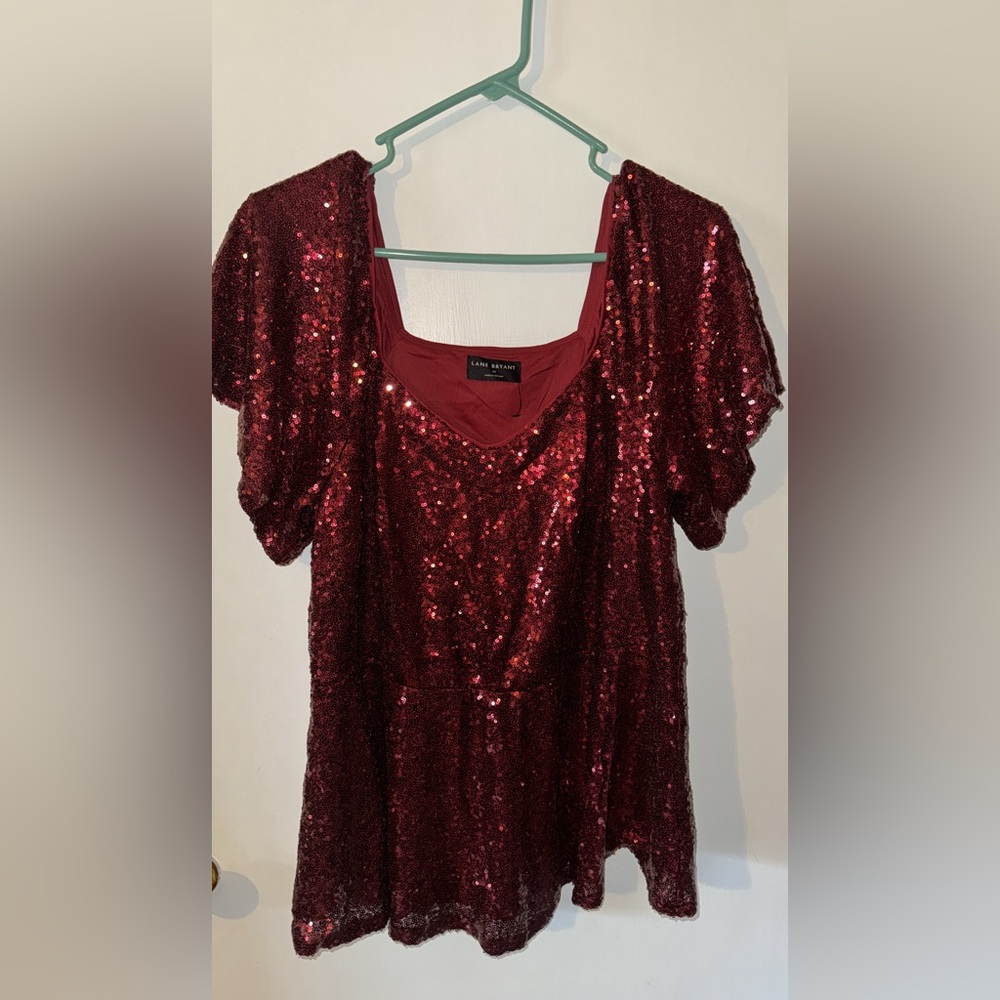 Lane Bryant size 14 red sequin peplum top